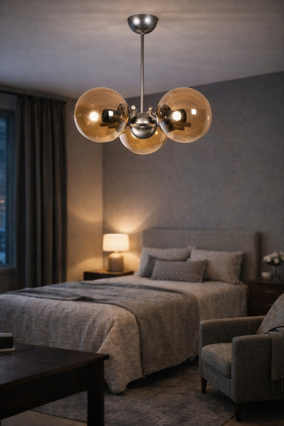 Modavize Mihri Modern Tasarım Salon Yemek Odası Mutfak Gri Renk Bal Camlı Sar...