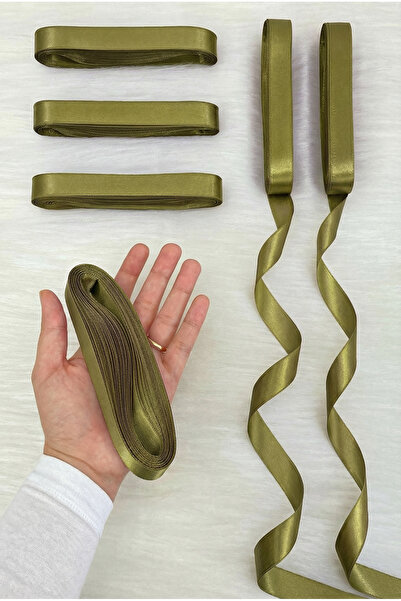 ZEYMERADE Хаки зелена сатенена панделка 2 см 10 м, опаковане на подаръци, сва...