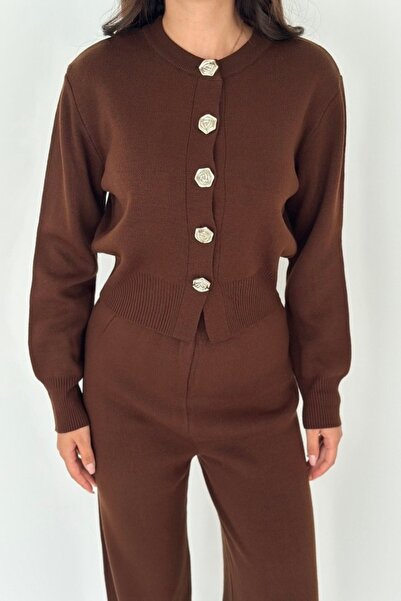 Noi Belis Rose Button Detailed Knitwear Cardigan Aw25Hi0075