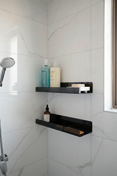 STANDORA Plexi Acrylic Organizer Black Shelf 3mm - Bathroom Organizer Ghost O...