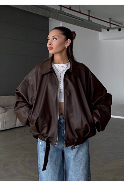 Rowsmen Women's Oversize Leather Jacket – Oversize Relax Fit, Casual Women's ...