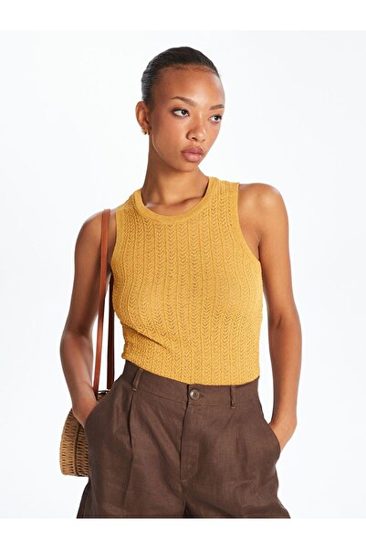 LC Waikiki Lcw Vision Yellow Crew Neck Self-Patterned Women's Knitwear Unders...