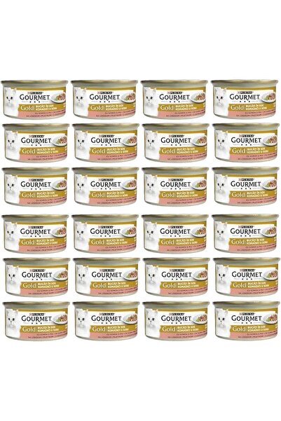 Gourmet Gold Parça Etli Soslu Somonlu ve Tavuklu Kedi Konservesi 85 Gr x 24 A...