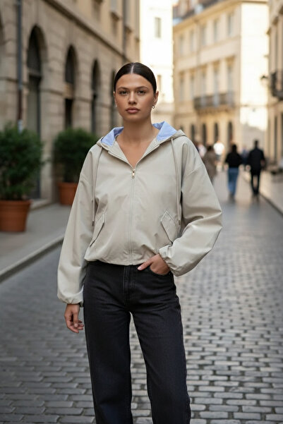 azragül giyim Hooded, Elasticated Waist, Double Pocket, Seasonal Coat