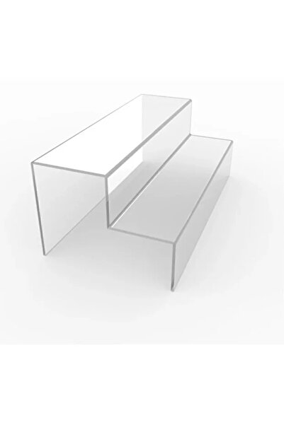 STANDORA Plexi Acrylic 2 Tier Ladder Shelf 3mm Transparent Stand 25cm
