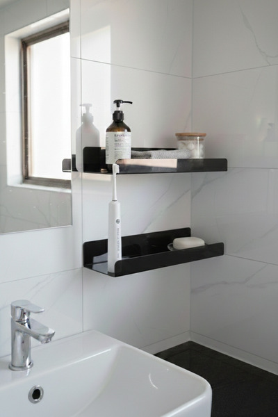 STANDORA منظم أكريليك من البليكسي جلاس، رف أسود 3 مم - منظم للحمام، منظم فانت...