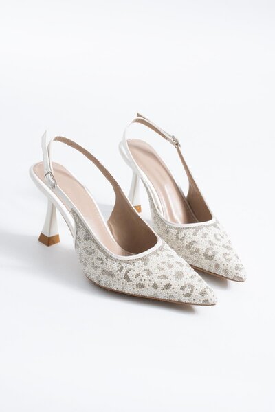 Moda Pie Γυναικεία βραδινά παπούτσια με τακούνι Elfirte Flower Stone