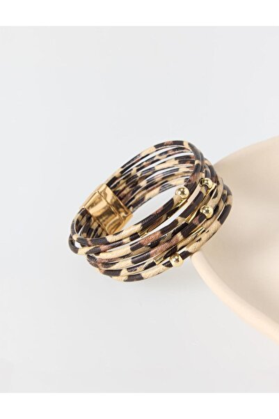 Jimmy Key Kahverengi Leopar Desenli Sarmal Bileklik