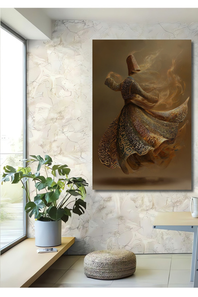 Teona Ahşap Mistik Semazen Yağlı Boya Görünümlü Ahşap Dekoratif Tablo Ev,Salo...