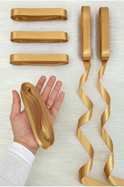 ZEYMERADE Panglică de satin auriu moale 2 cm 10 m, Bohça Çeyiz, pentru nuntă,...