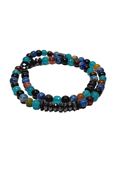 Janti Jtss26Blk1698 Ceyt and Hematite Natural Stone Flexible 6 mm Bracelet