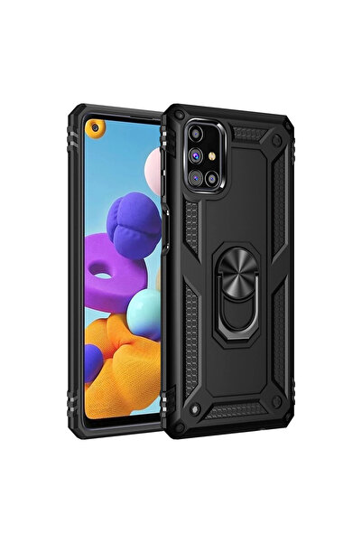 eco port جراب سامسونج جالاكسي M51 غطاء سيليكون صوفيا مع حلقة - أسود