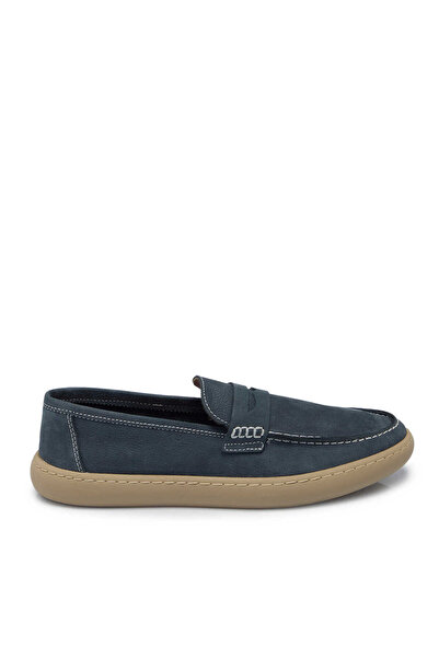 Tergan Mavi Hakiki Nubuk Deri Erkek Loafer - E25I1AY57295-F58