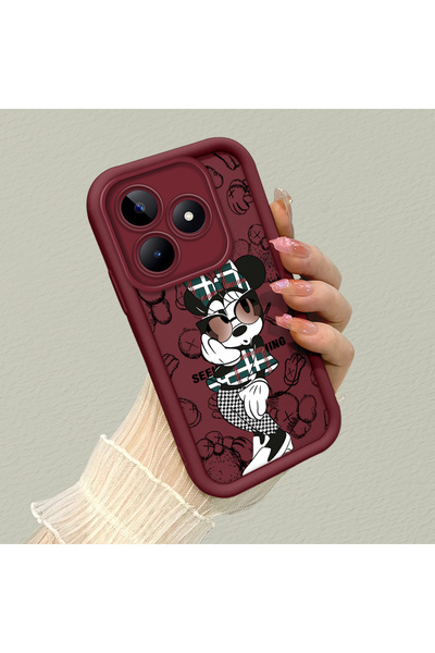 ucuc حافظة ريلمي نوت 50 4G متوافقة مع السيليكون الأحمر المقاوم للصدمات مع حما...