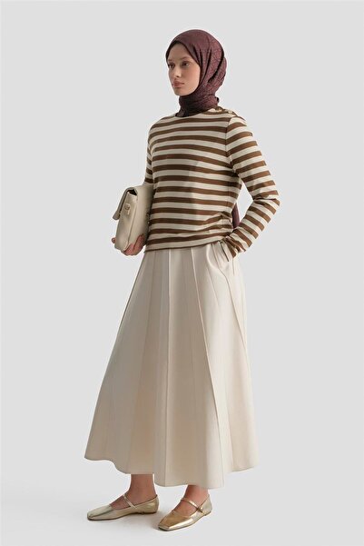 Armine Çizgili Basic Badi Beyaz