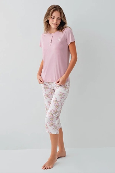 YUYİ Arnetta Buttoned Collar Plus Size 50% Cotton 50% Modal Short Sleeves Wom...