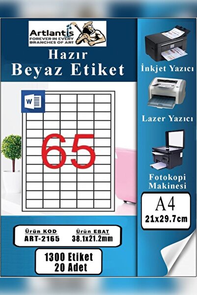 Artlantis A4 etiketa spremna za štampanje 38,1x21,2 mm 20 listova 1 paket od ...