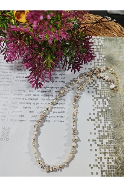 elbi bijuteri White Natural Stone Pendant