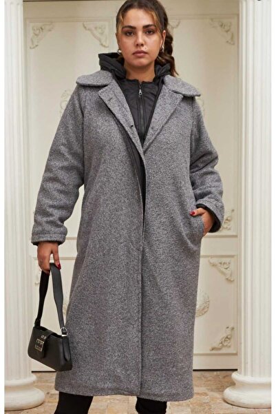 RMG Büyük Beden Kapşonlu Kaban