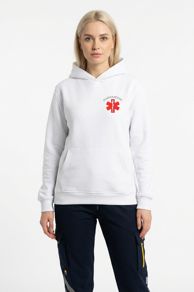 Pratik Medikal White Paramedic Hooded Sweatshirt Unisex