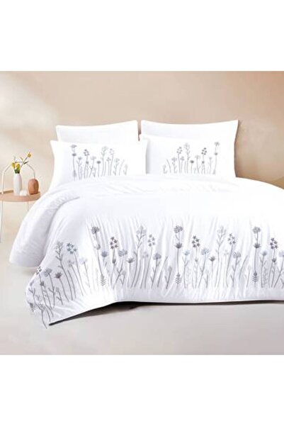 Pazar Home Bedding مفرش نفرين مطرز من 6 قطع نيكول بازار هوم260*240سم بحشوة مخيطة