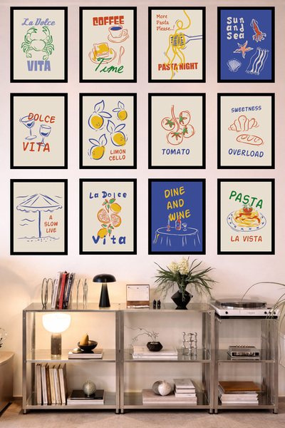 UNT 12-Frame Look Kitchen |   Modern |   Retro Wall Poster Painting Set – 15X...