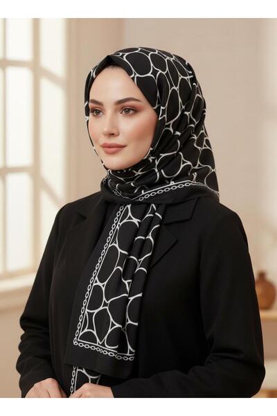 luwian فيسونا حرير المدينة الفاخر بنمط هندسي أسود - أبيض اللون 75X195