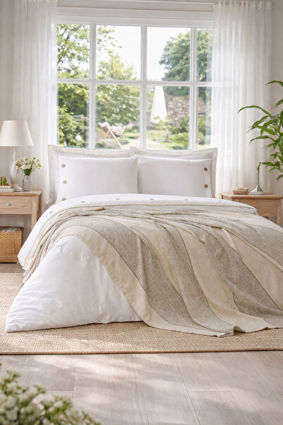 Özdilek Calais Pikeli Gelin Seti (7 Parça) - KREM