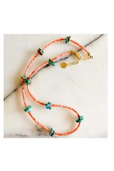Bonjouk Studio Magique Turquoise Agate Coral Necklace