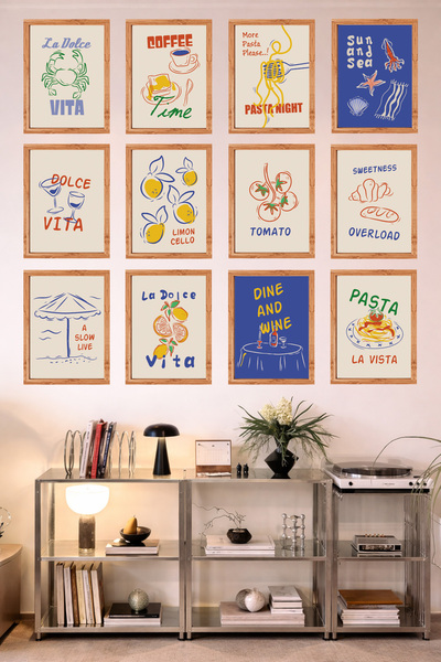 UNT 12-Frame Look Kitchen |   Modern |   Retro Wall Poster Painting Set – 15X...