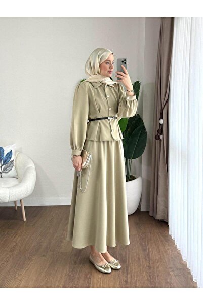 YS BUTİK ZARA KREP YENİ SEZON ETEKLİ TAKIM