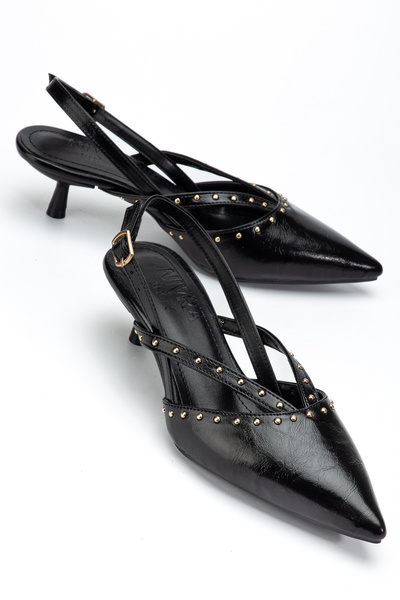 ELEVAM حذاء نسائي بكعب منخفض مزين بالحجارة ومفصلات مطرزة لفساتين السهرة