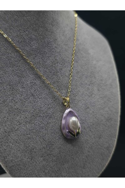 sarıyer silver Natural Pearl Baroque Enamel Steel Women's Necklace Daily Jewelry Stylish Design Accessory Non-Tarnish Lover's Gift