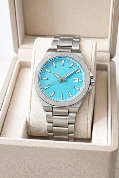 wesscollection Erkek Kol Saati Çelik Kordon Turkuaz Kadran Takvimli Şık ve Mo...