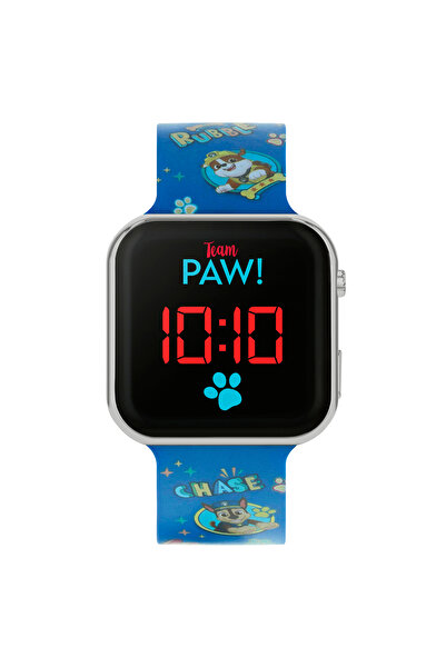 PAW PATROL ساعة نيكلوديون بحزام أزرق وإضاءة LED