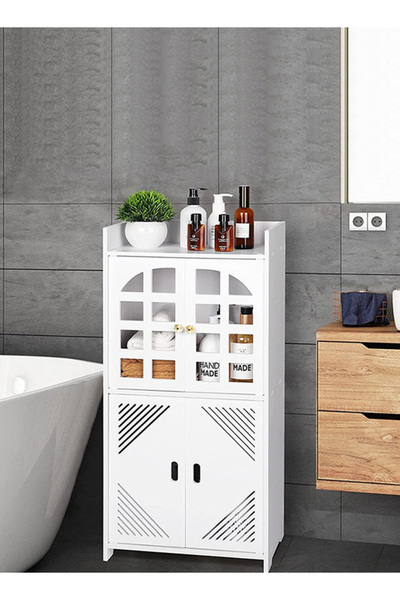 Generic Bathroom Storage Rack Freestanding Floor Cabinet Multi-Layer Organize...