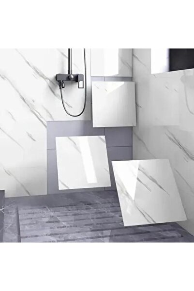 Çakır İthalat White Marble Patterned Aluminum Plastic Wall Sticker (30X30)