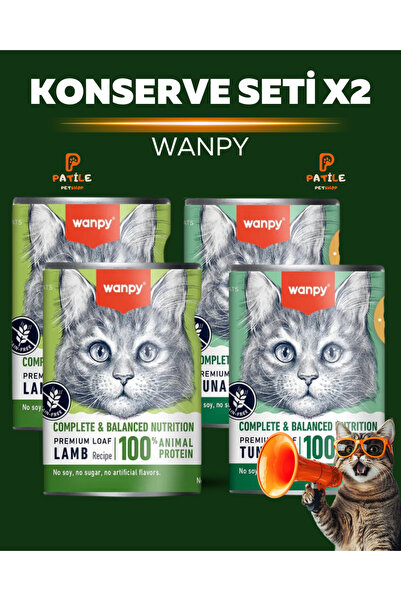 Wanpy tahılsız %100 hayvansal proteinli kuzulu & ton balıklı kedi konservesi ...
