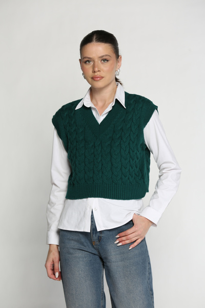 azragül giyim Women's V-Neck Hair Knit Sweater