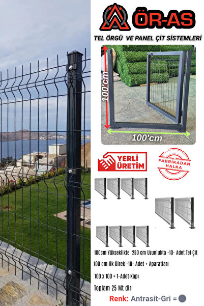 ÖR-AS TEL ÖRGÜ & PANEL ÇİT SİSTEMLERİ Panel Çit Takım ( 100 Cm Yükseklik 25 m...