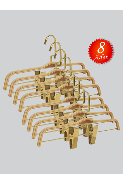 NYN Drvena 8178 (ZLATNA ZAKOČENA LAMA) vešalica za suknje i pantalone sa klin...