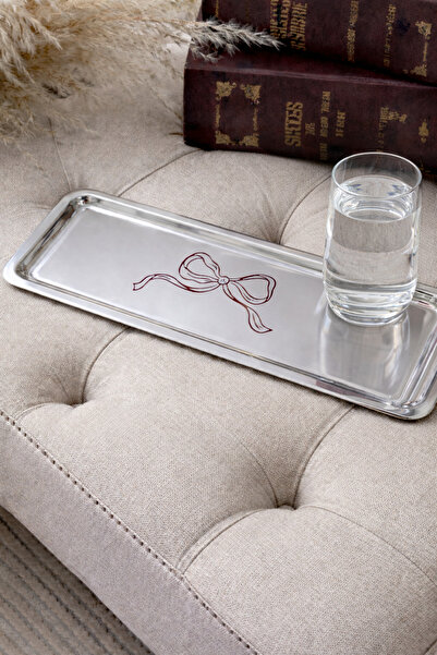 Beige & Stone صينية تقديم وديكور مستطيلة الشكل من الفولاذ المقاوم للصدأ بنمط ...