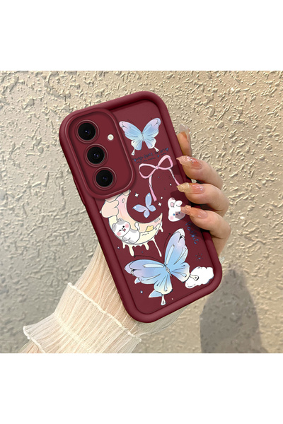 ucuc حافظة سامسونج جالاكسي S24 Fe متوافقة مع السيليكون الأحمر الداكن المقاوم ...