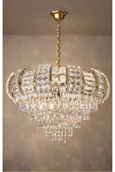 HRH ELEKTRİK HRH-0003 MODERN LÜKS KRİSTAL TAŞLI GOLD SARKIT AVİZE