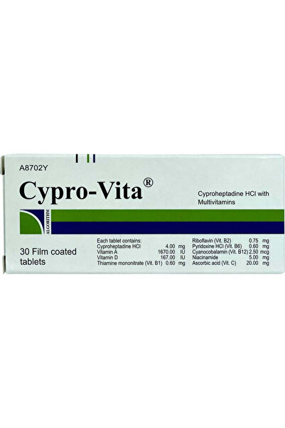 Cypro Vita 4mg Cyproheptadine Hydrochloride with Multivitamins, 30 Tablets