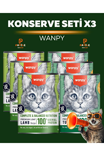Wanpy tahılsız %100 hayvansal proteinli kuzulu & ton balıklı kedi konservesi ...