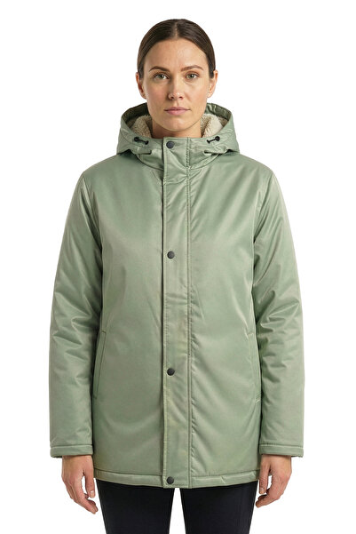 QAWWA Kadın İçi Kürklü Su ve Rüzgar Geçirmez Kapüşonlu Parka & Mont & Kaban