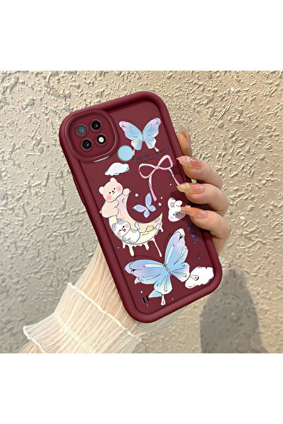 ucuc حافظة حماية من السيليكون باللون الأحمر الداكن متوافقة مع Realme C21، مقا...