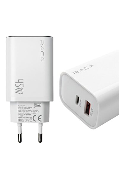 Powermaster Raca U201 GaN 45 Watt (Type-C PD + USB QC) Yüksek Detaylı Hızlı Ş...