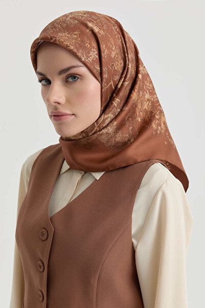 Tuğba Belva Twill İpek Eşarp - Kiremit